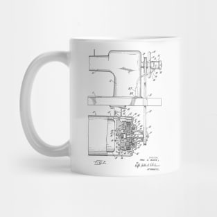 Power Transmission System for Sewing Machine Vintage Patent Hand Drawing Mug